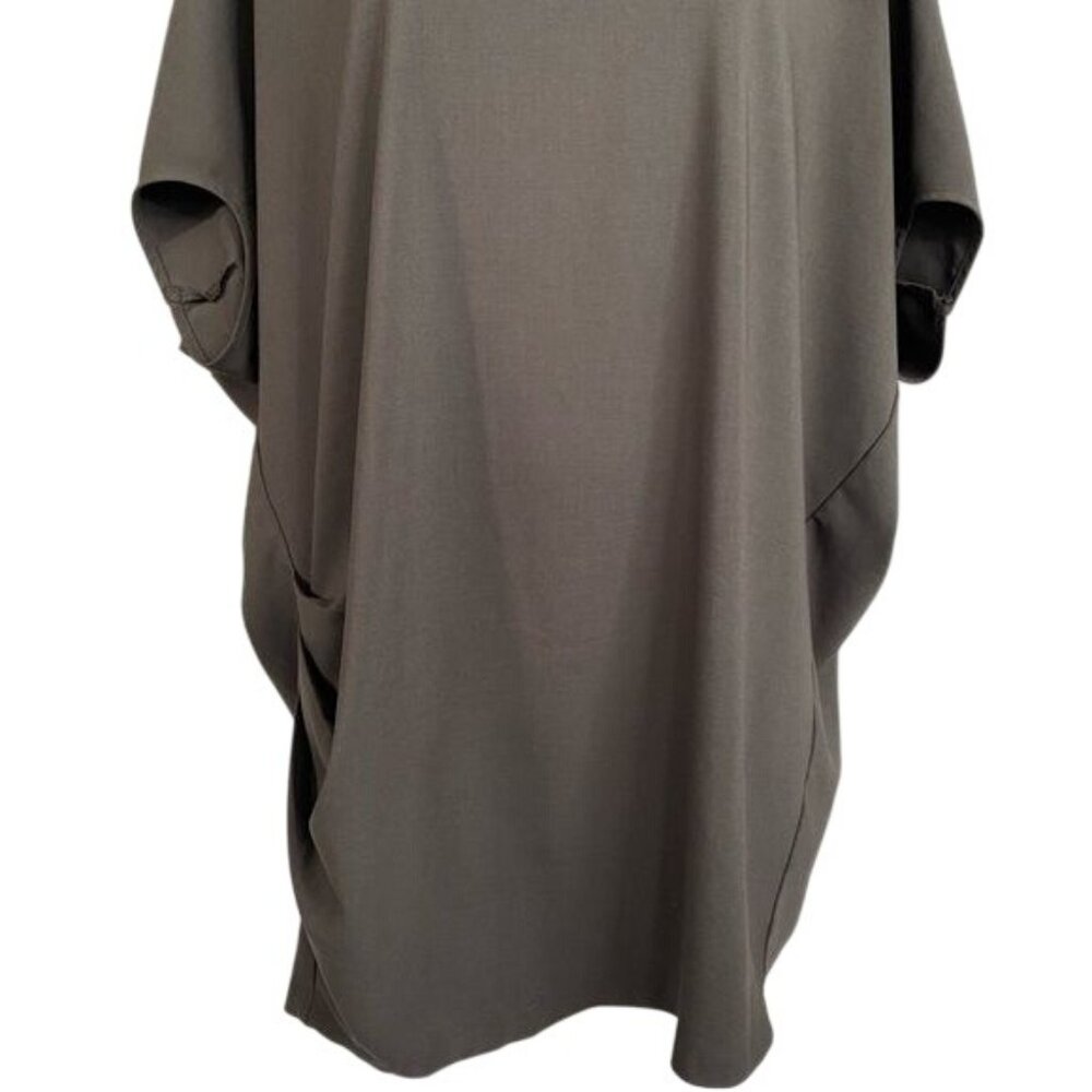 Mock Neck Oversized Tunic T-Shirt Dress Dark Gray Short Sleeve Relaxed Fit - Picture 3 of 9